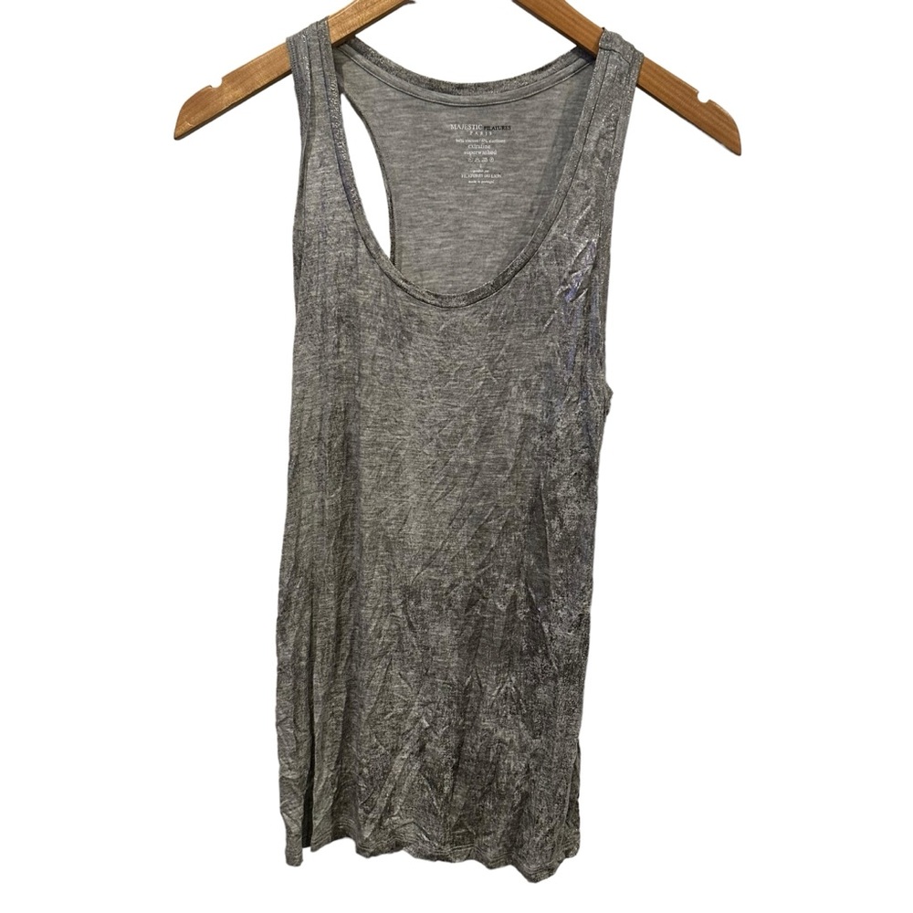 Majestic Paris extra fine Silver Metallic Tank Top‎ Blouse Woman’s boho indie